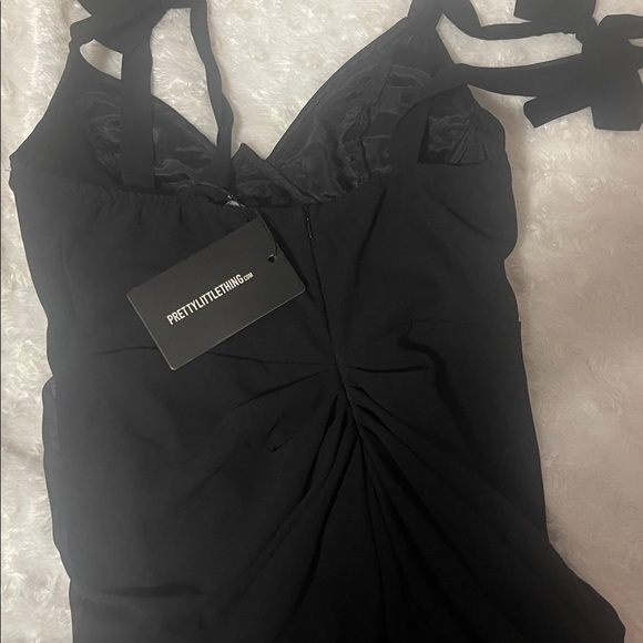 BLACK UNDERWIRE DETAIL DRAPED MIDI DRESS - Picture 5 of 9